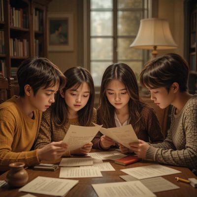 A joyful family explores handwritten letters, building a meaningful tradition.